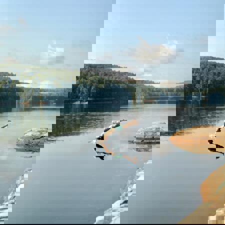 Person swimming in the lake