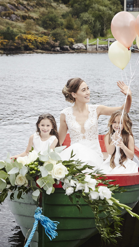 Bride in the Boat with children
